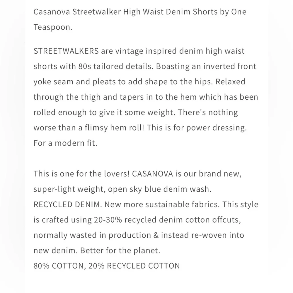 One Teaspoon Casanova Streetwalker High Waist Denim Shorts Sz 24 Rolled Hem